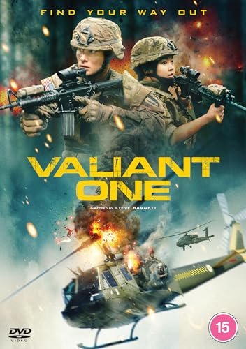 DVD cover for "Valiant One" featuring soldiers with rifles and a helicopter.
