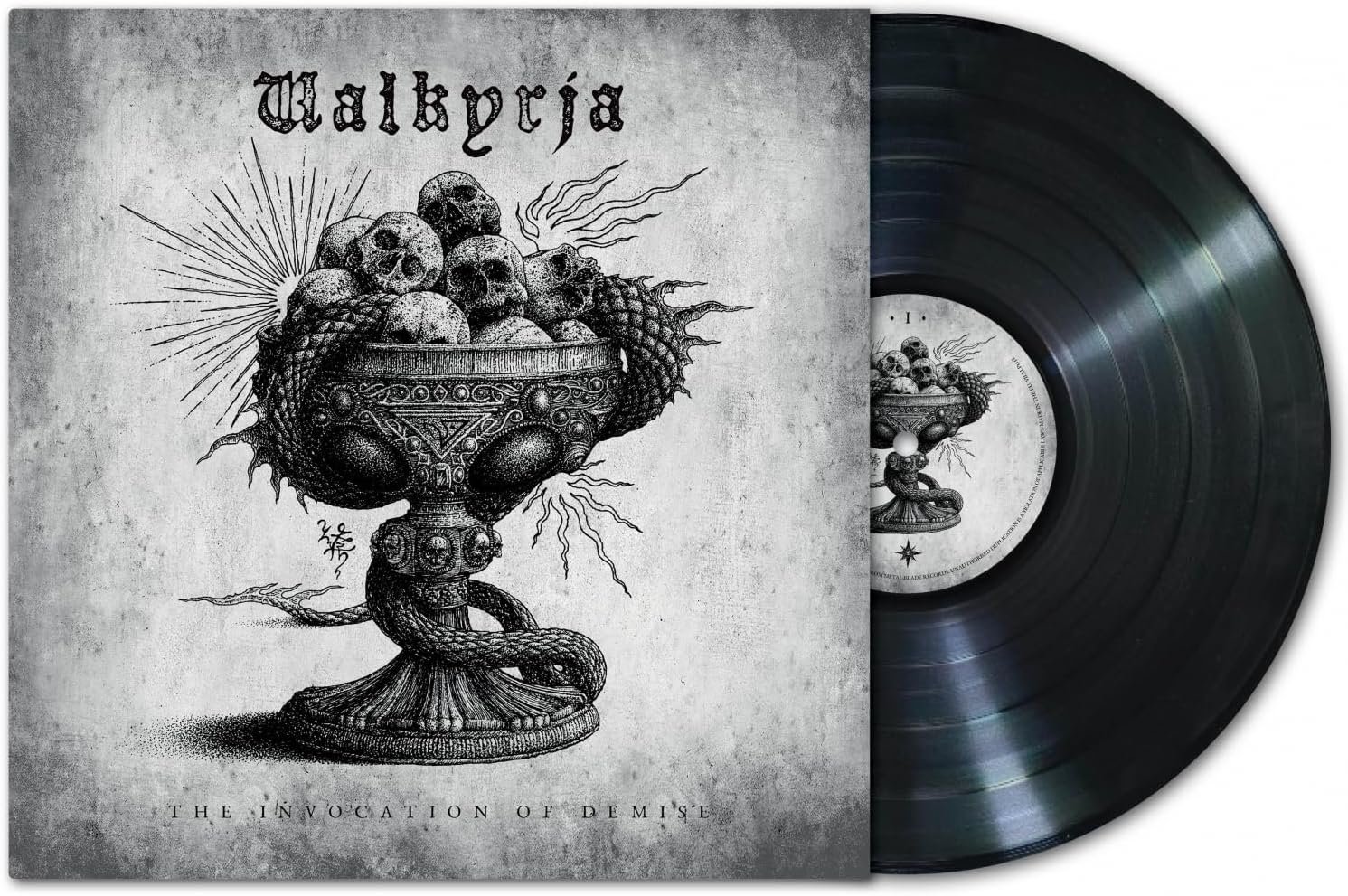 Vinyl record with cover art depicting skulls in an ornate urn.