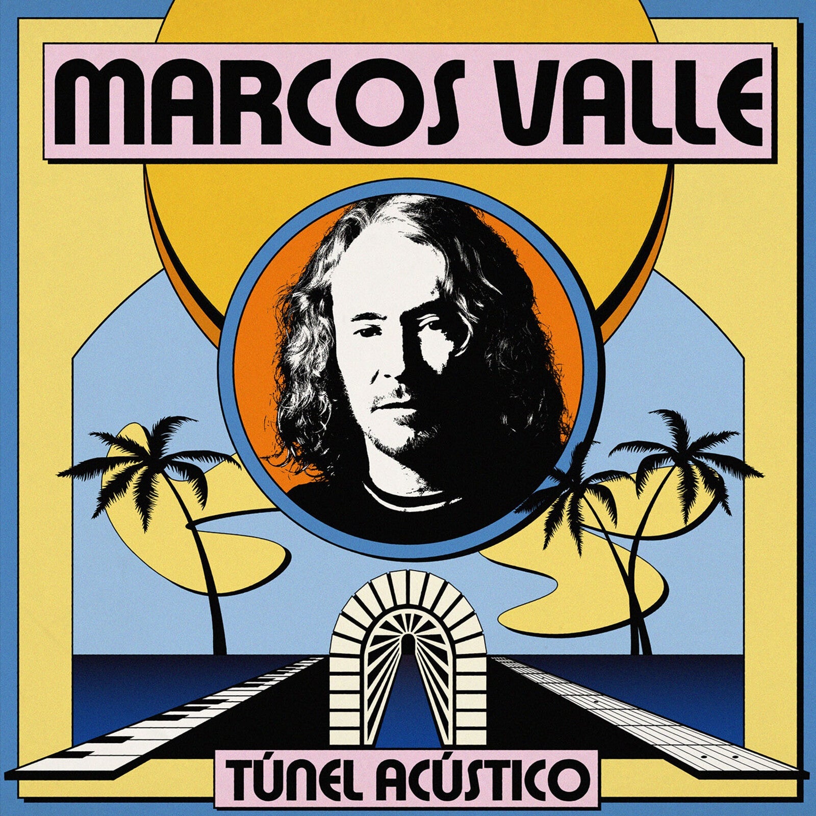 Album cover featuring a portrait of Marcos Valle above a tunnel and palm trees.