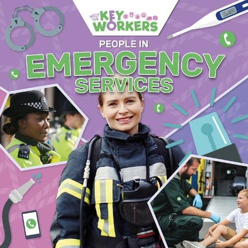 Book cover featuring emergency service workers: police, firefighter, paramedic, and doctor.