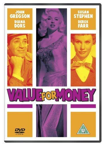 DVD cover for "Value For Money" featuring vintage portraits of actors in colorful frames.