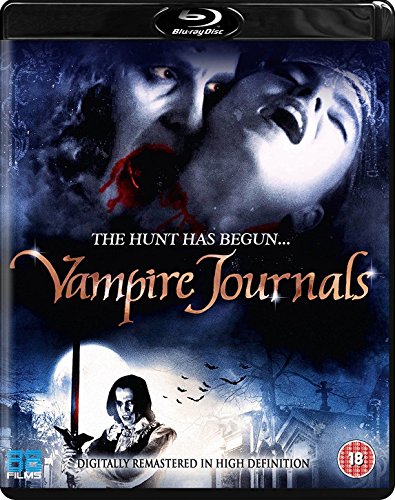 Blu-ray cover for Vampire Journals showing a vampire biting a woman's neck.