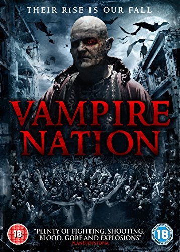 DVD cover for "Vampire Nation" featuring a vampire and chaotic cityscape.