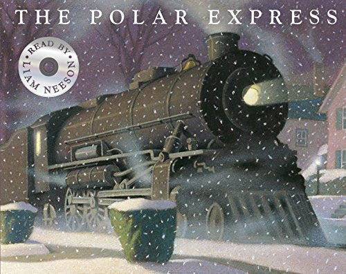 "Image of 'The Polar Express' book cover featuring a train in a snowy scene."