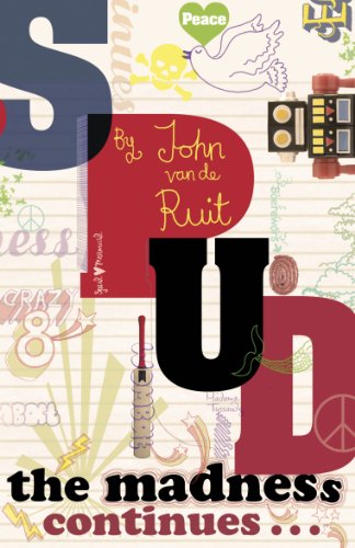 Book cover with bold red lettering, peace signs, and quirky illustrations.