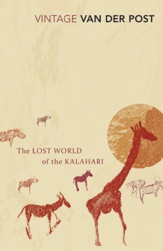 Book cover with giraffe, antelope, and sun illustrations in red tones.