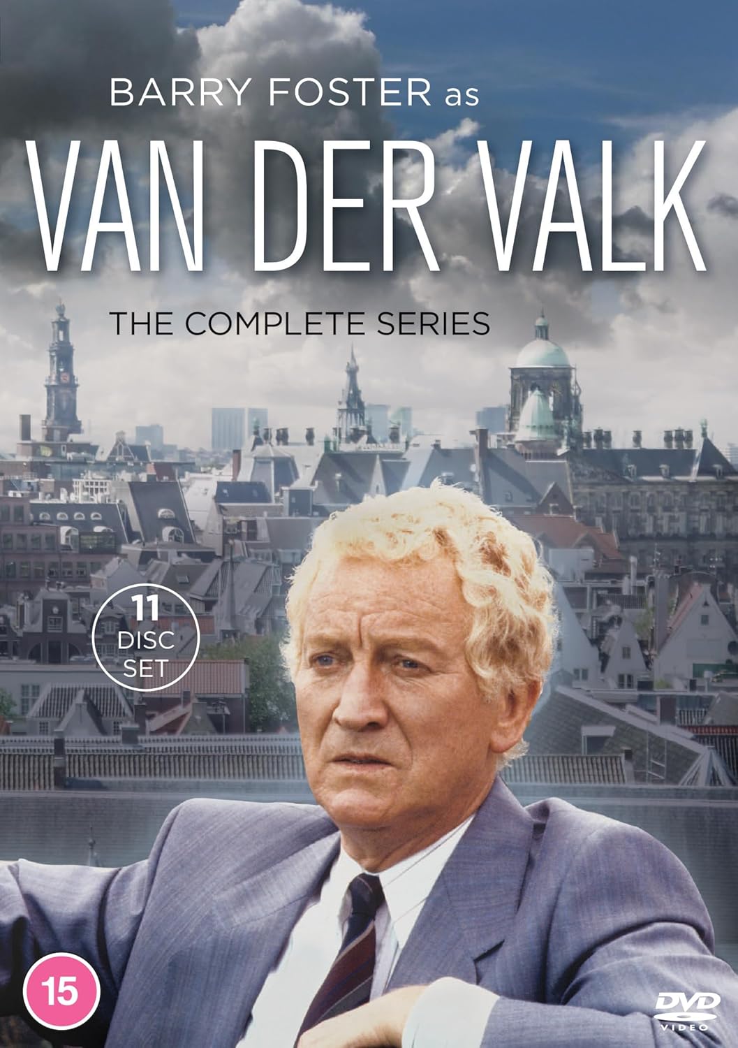 DVD cover for "Van Der Valk" featuring Barry Foster and Amsterdam skyline.