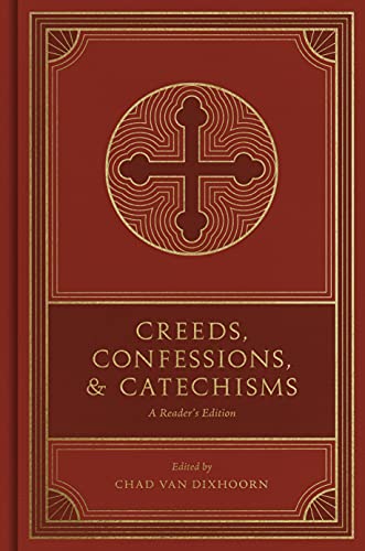 Red book cover with gold cross design and title text.