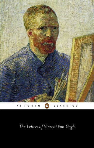 "Book cover featuring a self-portrait of Vincent Van Gogh holding paintbrushes."