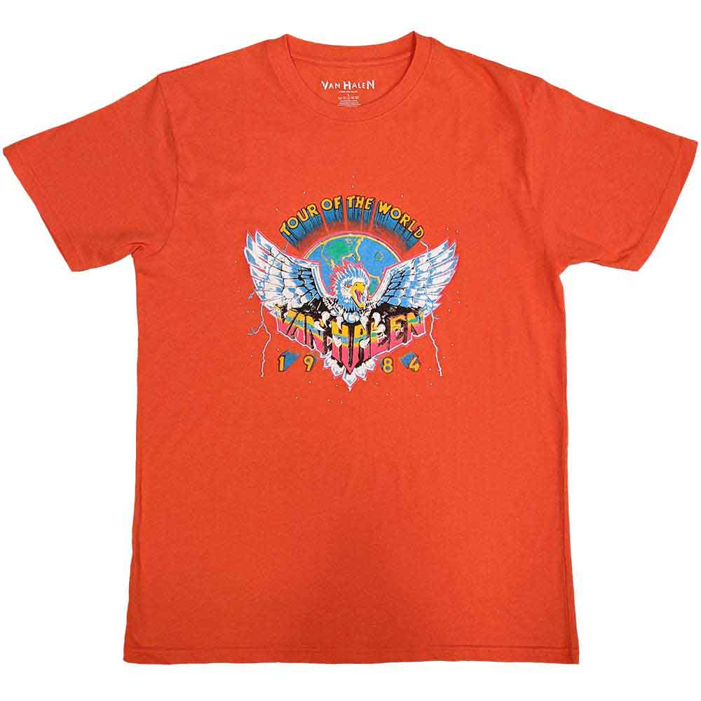 Black unisex t-shirt featuring a Van Halen Eagle 1984 graphic print on the front.