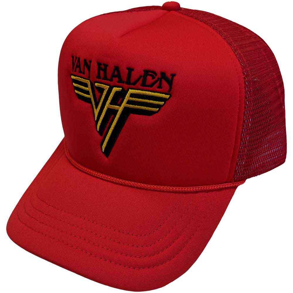 Black mesh back cap featuring the yellow Van Halen logo on the front.