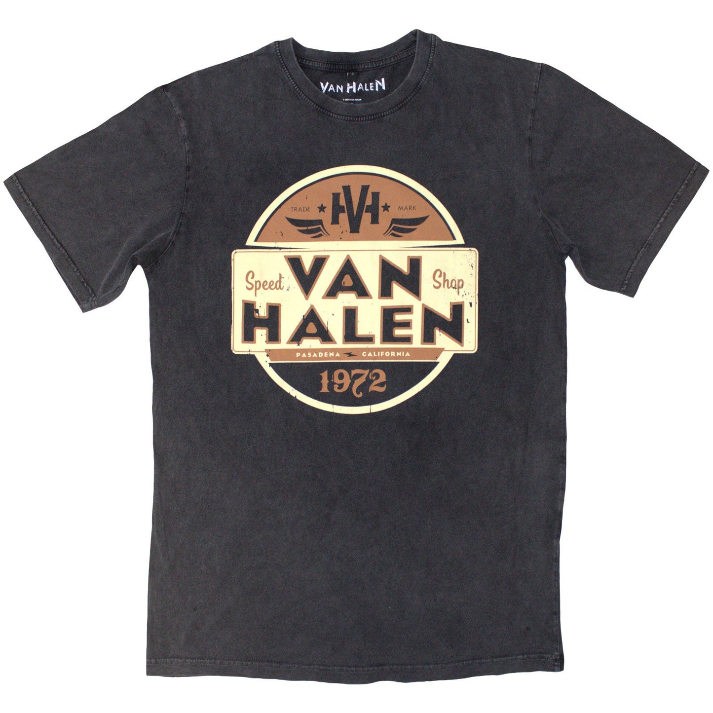 Washed black t-shirt with Van Halen "Speed Shop" graphic, size XX-Large.