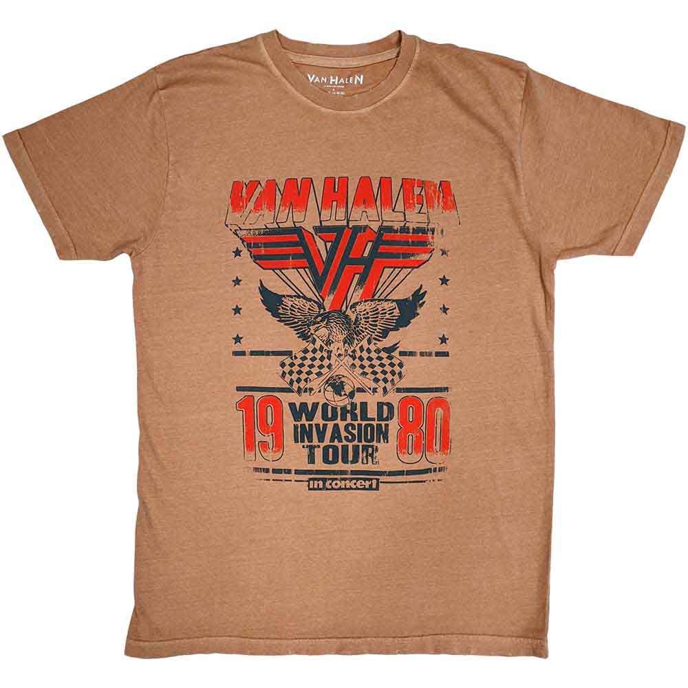 Distressed Van Halen tour t-shirt, XX-Large, featuring “World Invasion” graphic.
