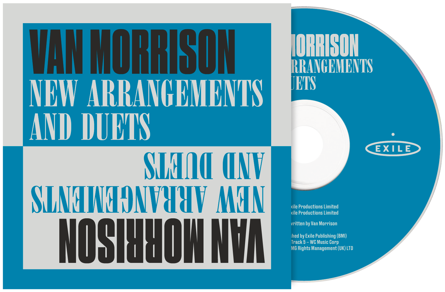 CD cover for Van Morrison’s “New Arrangements and Duets” with blue and white design.