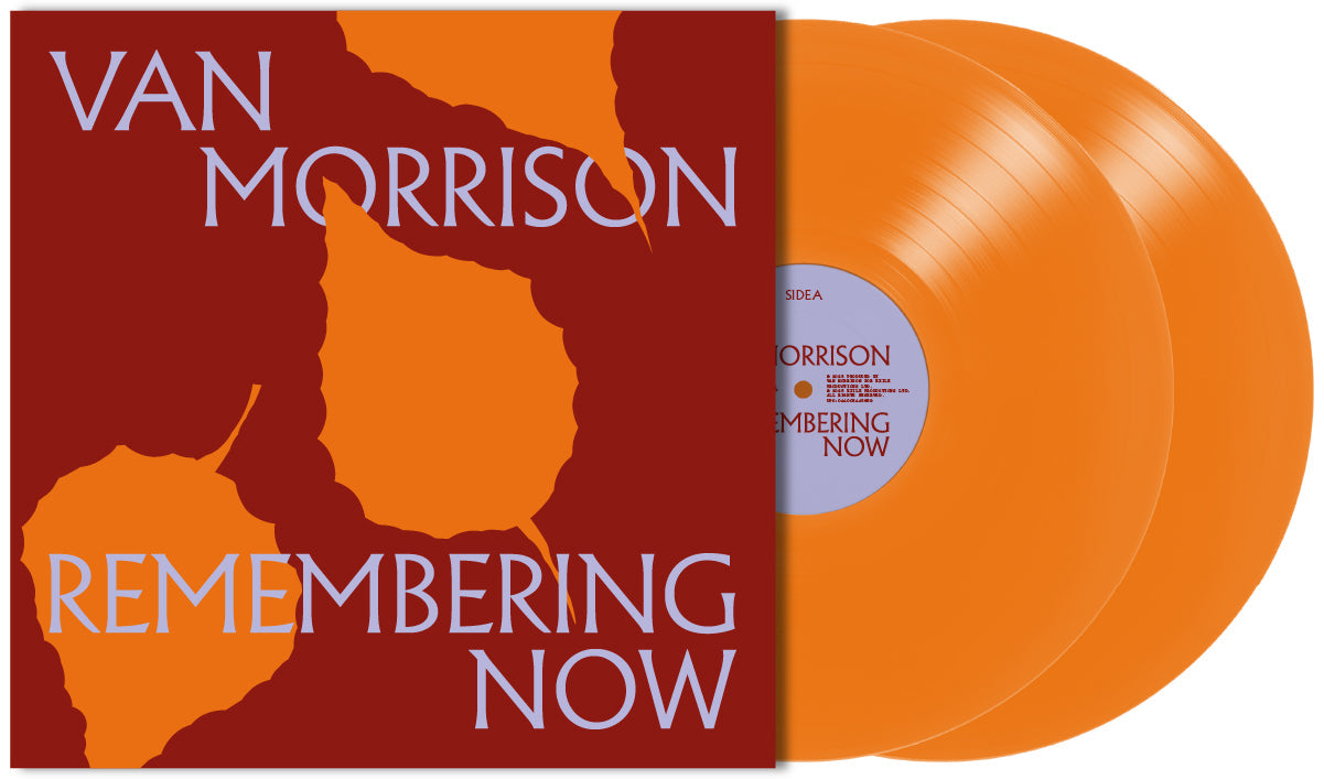 Van Morrison “Remembering Now” orange vinyl record and album cover.
