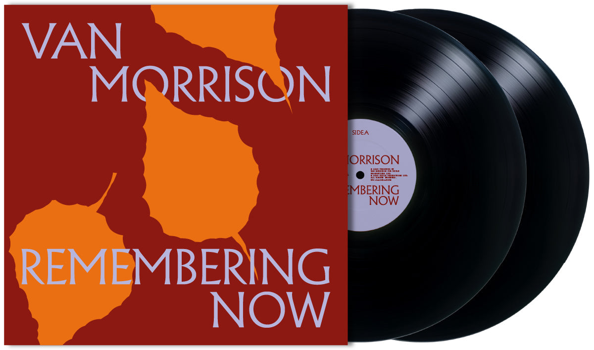 Van Morrison "Remembering Now" vinyl record with orange and red cover art.