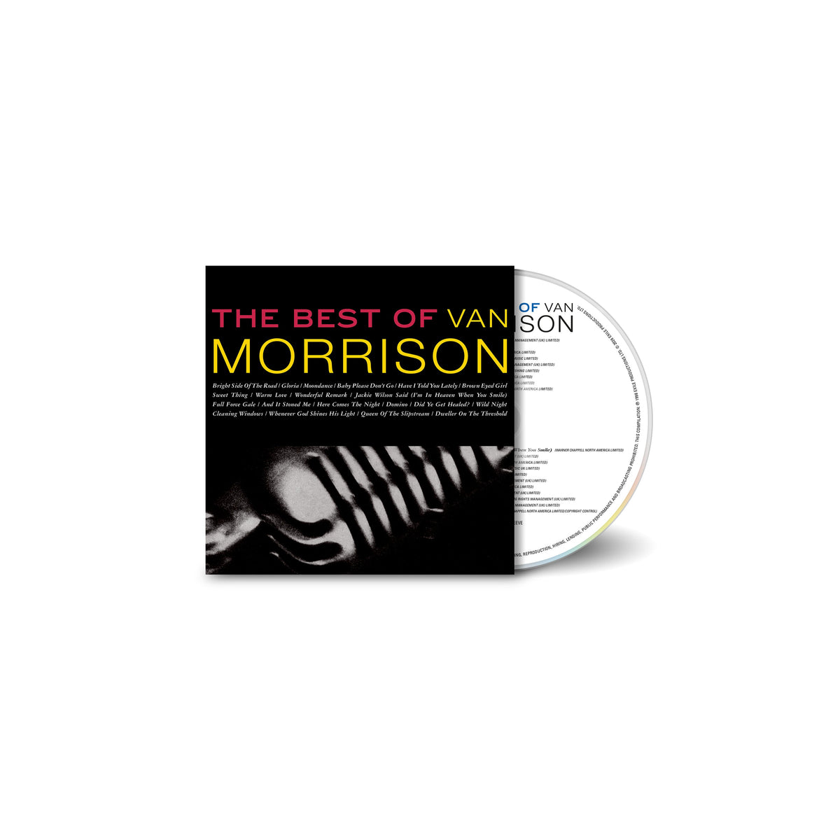 Van Morrison "The Best Of" CD case and disc, black cover with white text.