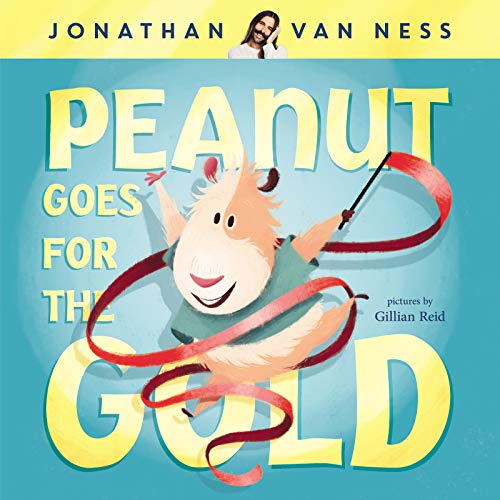Book cover: cartoon dog Peanut doing gymnastics with a red ribbon.