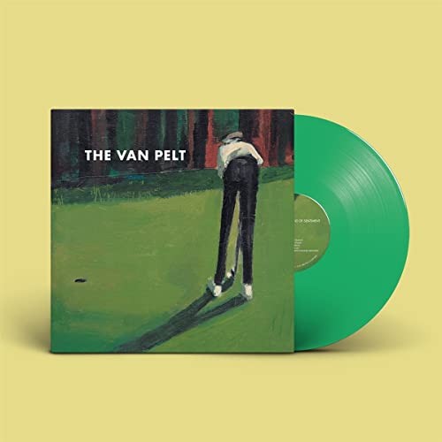 Vinyl record with green cover depicting a figure in a forest.