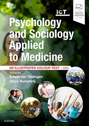 Textbook cover: "Psychology and Sociology Applied to Medicine," fourth edition.