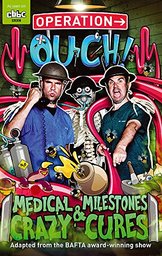 Operation Ouch" book cover featuring doctors, a skeleton, and medical imagery.