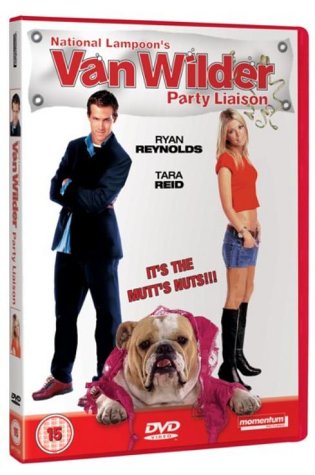 DVD cover for "Van Wilder" featuring Ryan Reynolds, Tara Reid, and a bulldog.