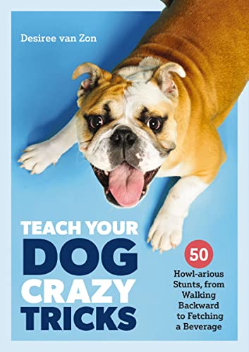 Book cover featuring a smiling bulldog and the title "Teach Your Dog Crazy Tricks".