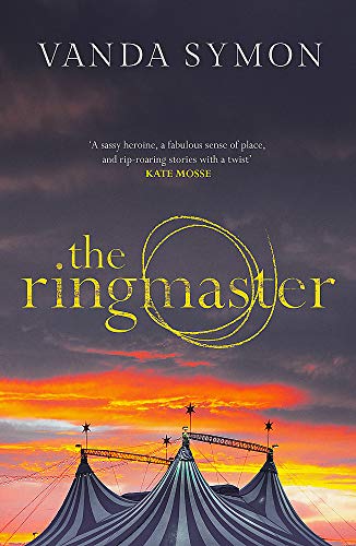 Book cover: “The Ringmaster” with circus tents against a fiery sunset.