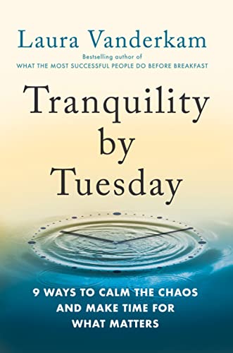 Book cover with title “Tranquility by Tuesday” and ripple water image.