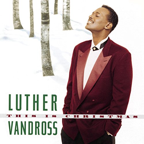 Luther Vandross album cover, "This Is Christmas," with snowy birch trees.
