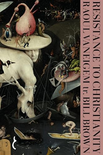 Book cover featuring Hieronymus Bosch's surreal artwork with a vertical pink title bar.