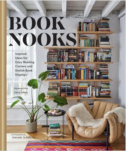 Book cover featuring a cozy reading nook with bookshelves and armchair.