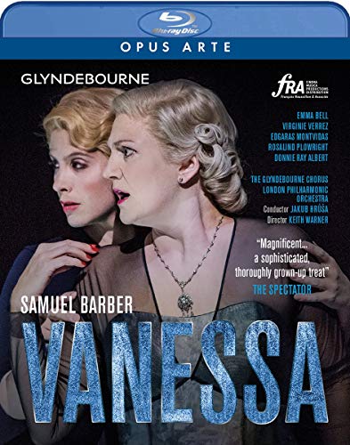 Blu-ray cover for opera "Vanessa" featuring two women in period dress.