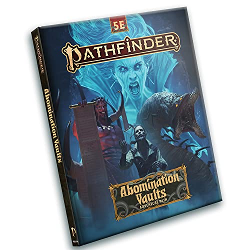 Hardcover book cover for Pathfinder Abomination Vaults featuring a ghostly figure and dark monsters.