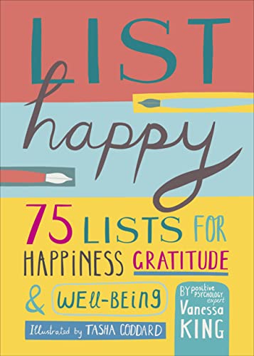 Book cover: "List Happy" with lists, a pen, and colorful blocks.