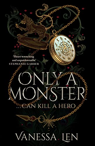 Book cover featuring a gold pocket watch and wolf emblem on a black background.