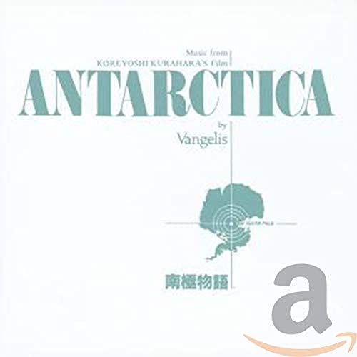 Vangelis "Antarctica" CD cover: white background with map and text.