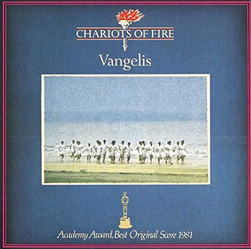 Vangelis Chariots of Fire CD cover showing runners on a beach with an Oscar trophy.