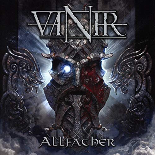 CD cover for Vanir’s “Allfather” featuring a horned helmet and swirling clouds.