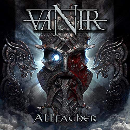 Vinyl album cover for Vanir’s “Allfather” featuring a glowing, horned face.