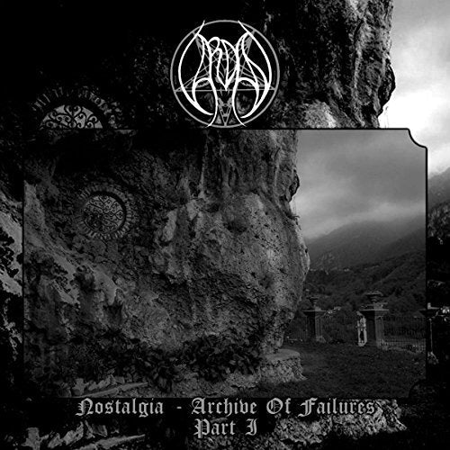 Black and white CD cover with ornate logo, cemetery, and textured stone.