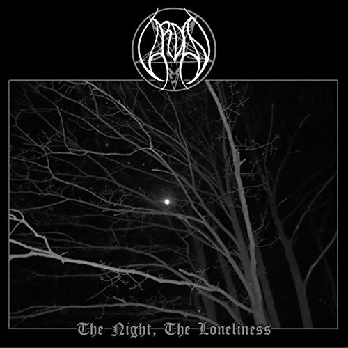Black and white CD cover with bare tree branches and a distant light.