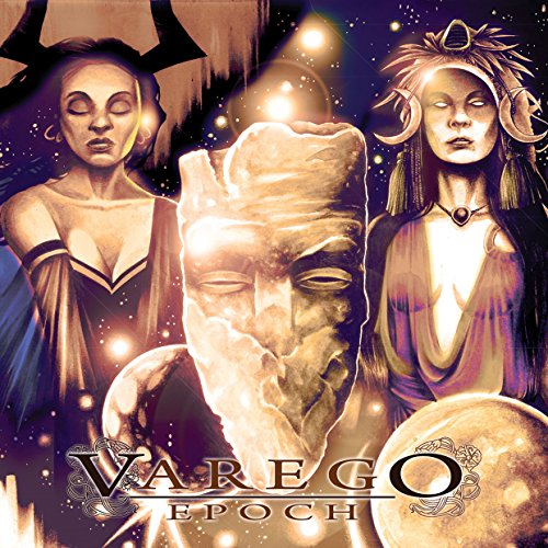CD cover for Varego’s “Epoch” featuring two figures and a stone head.