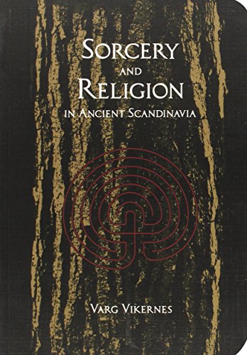 Book cover: "Sorcery and Religion in Ancient Scandinavia" with spiral design.