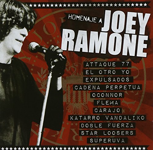CD cover for "Homenaje A Joey Ramone" featuring a portrait of Joey Ramone.
