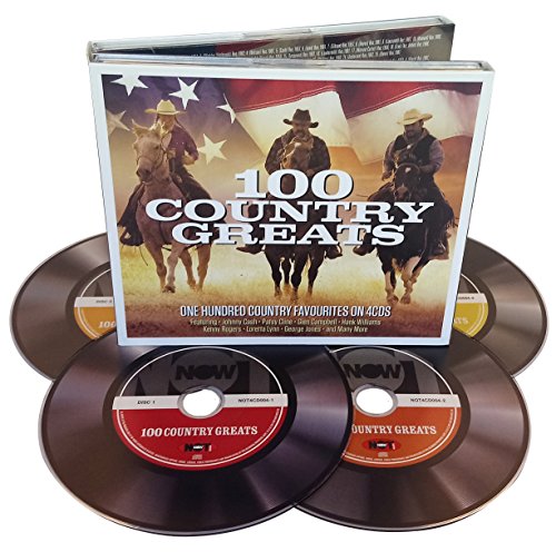 Four CDs and a cover case featuring three cowboys on horses before an American flag.