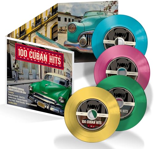 CD box set with colorful discs and vintage Cuban car imagery.