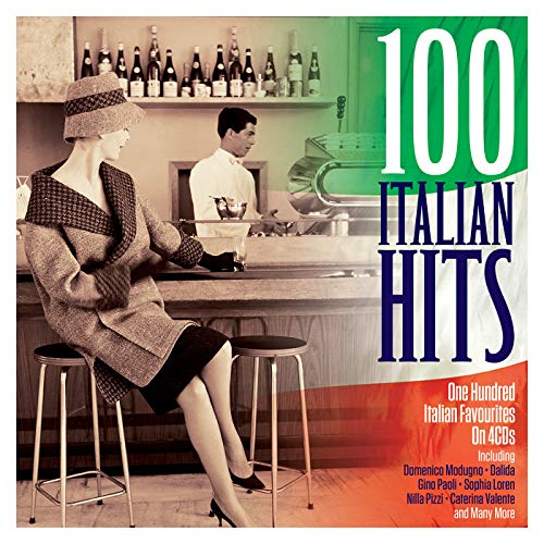 CD cover for “100 Italian Hits” featuring a vintage bar scene.
