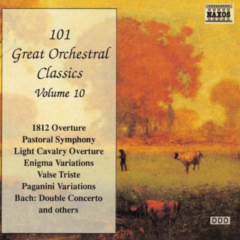 CD cover for "101 Great Orchestral Classics, Volume 10" with landscape scene.
