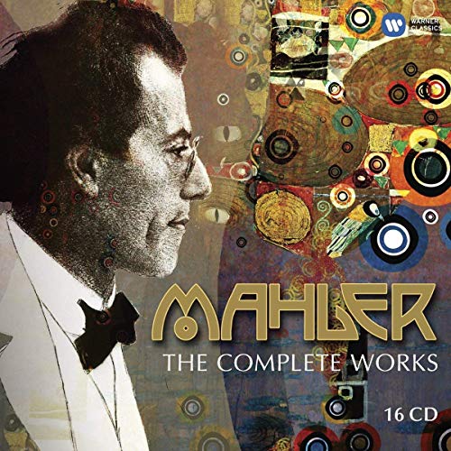 Mahler 150th Anniversary box set with composer’s portrait and abstract art.